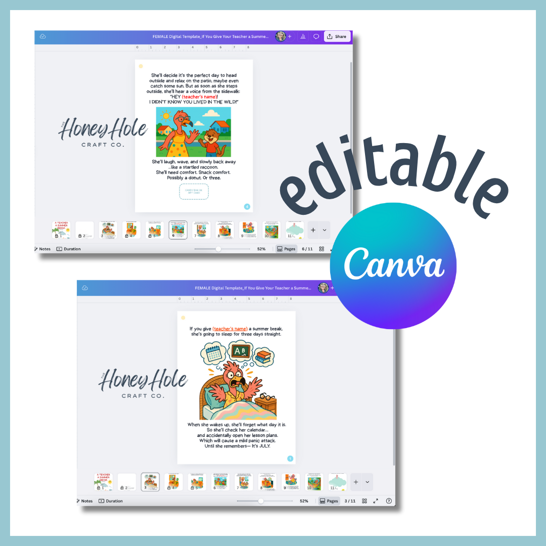If You Give a Teacher a Summer Break – Editable Canva Template (Commercial Use License Included)