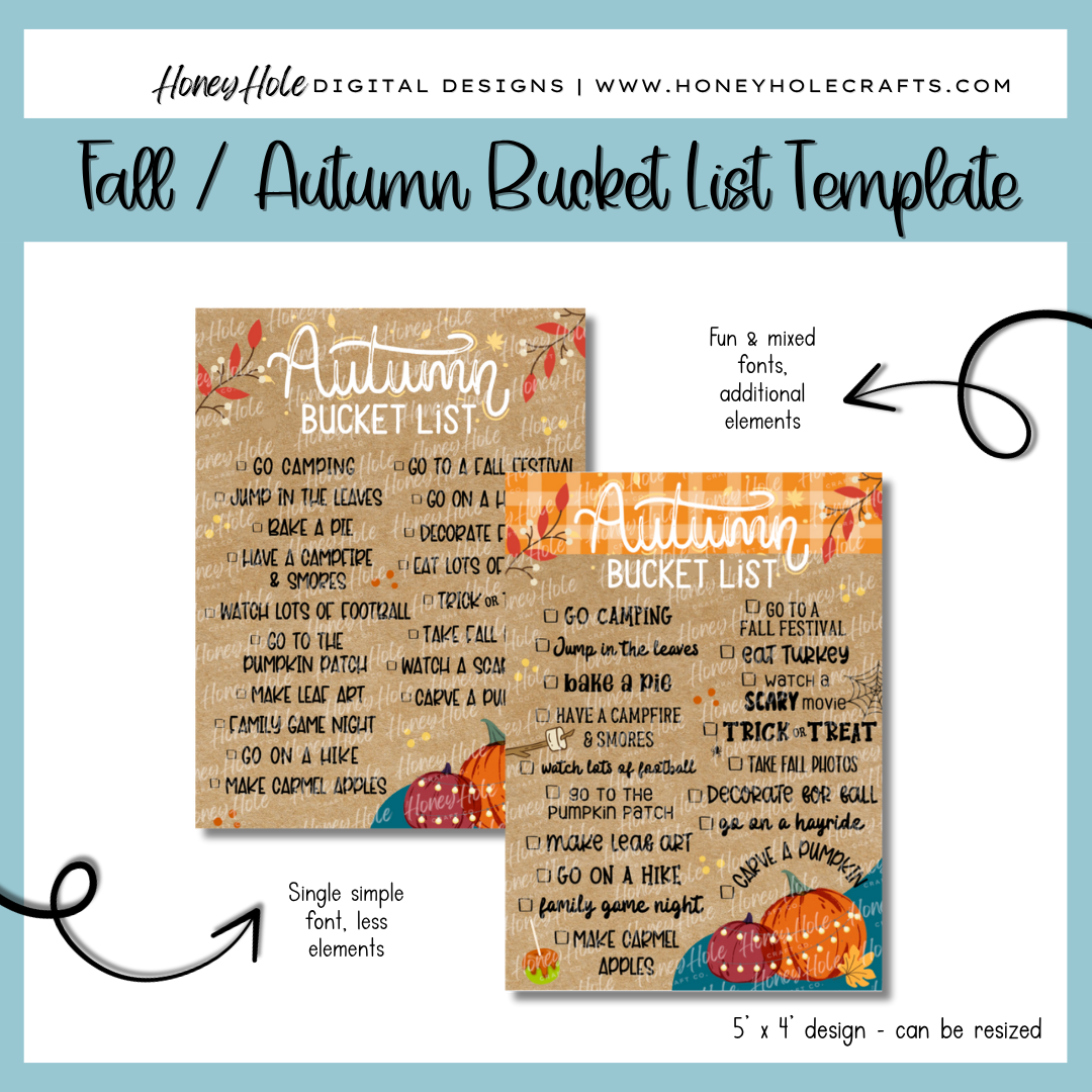 Autumn/Fall Bucket List Template