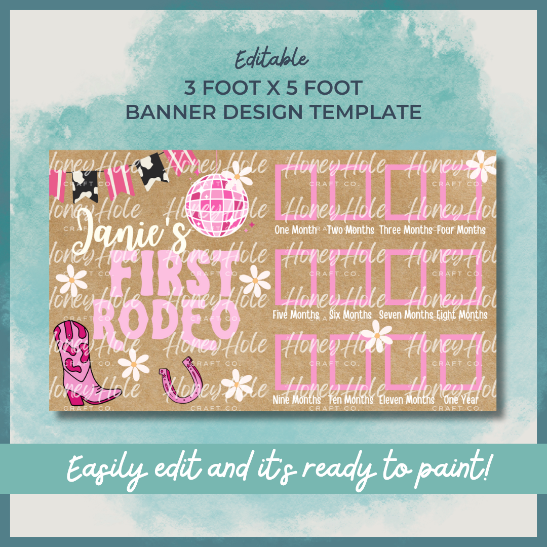 Girl First Rodeo Milestone Pics Birthday Template