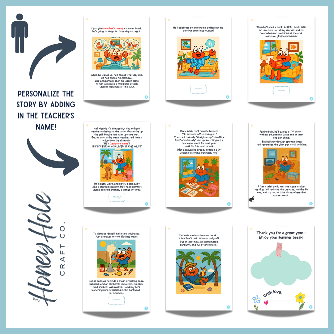 If You Give a Teacher a Summer Break – Editable Canva Template (Commercial Use License Included)