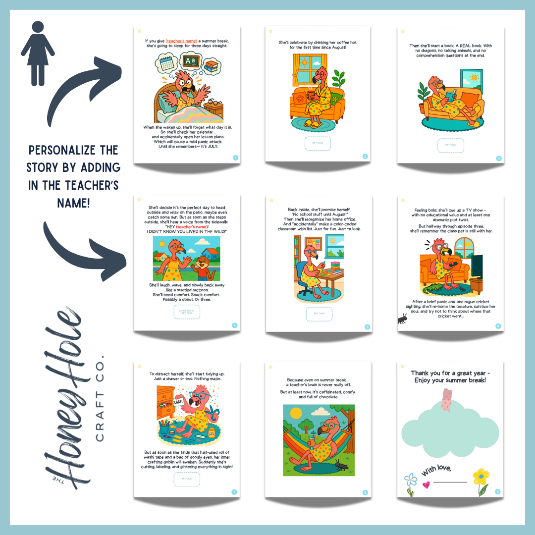 If You Give a Teacher a Summer Break – Editable Canva Template (Commercial Use License Included)