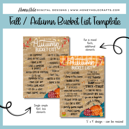 Autumn/Fall Bucket List Template