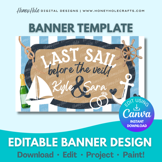 Last Sail Before The Veil Bachelorette Party Template | Nautical, Anchor, Brown Paper | Editable digital banner template made by Honey Hole Crafts | Available at honeyholecrafts.com