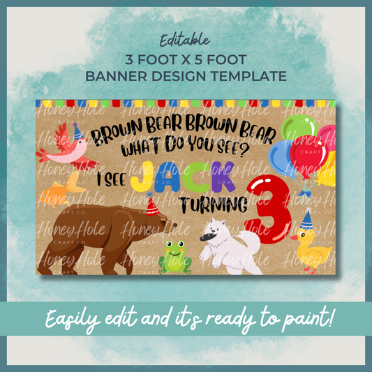 Brown Bear Birthday Template