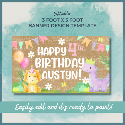Dino Girls Birthday Template