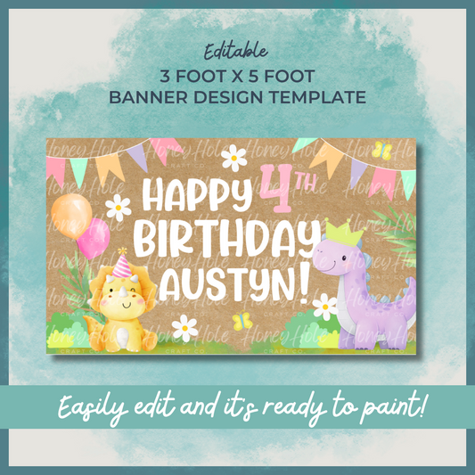 Dino Girls Birthday Template