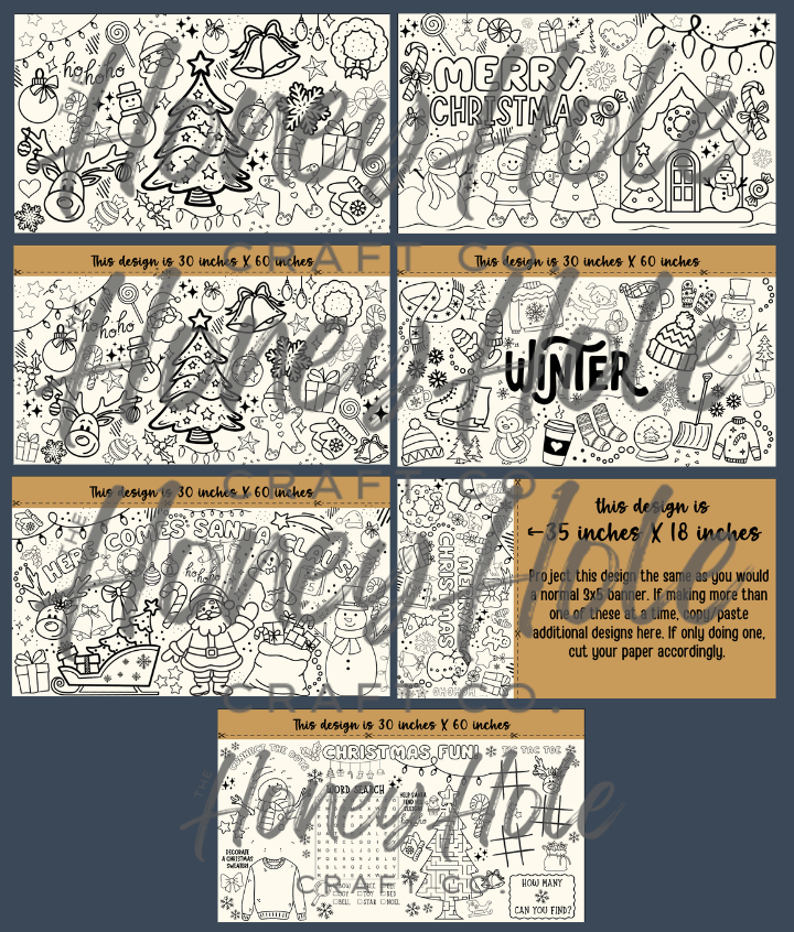 Thanksgiving & Christmas Coloring Sheets - Mini Template Bundle