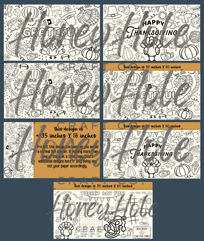 Thanksgiving & Christmas Coloring Sheets - Mini Template Bundle