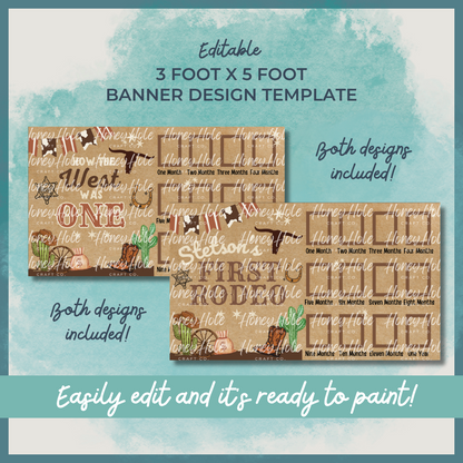 Boy Western Milestone Pics First Birthday Template