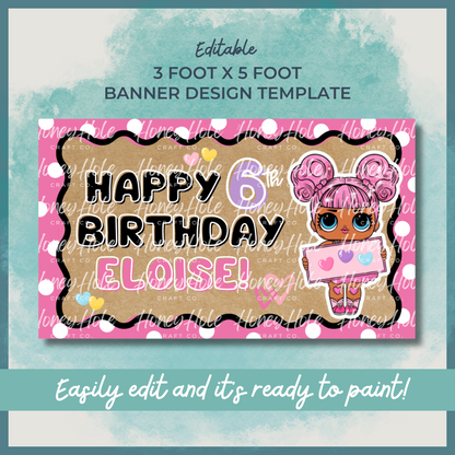 Girly Doll Birthday Template