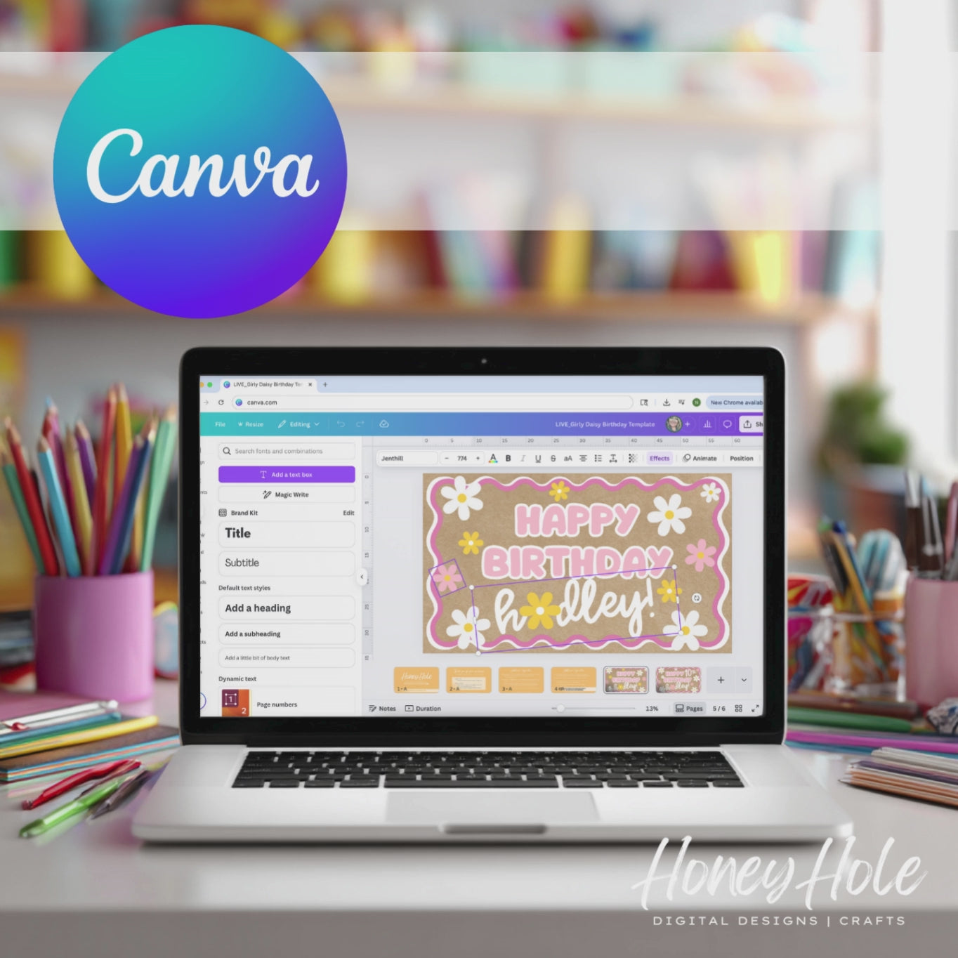 Custom editable digital banner templates made by Honey Hole Crafts | Available at honeyholecrafts.com
